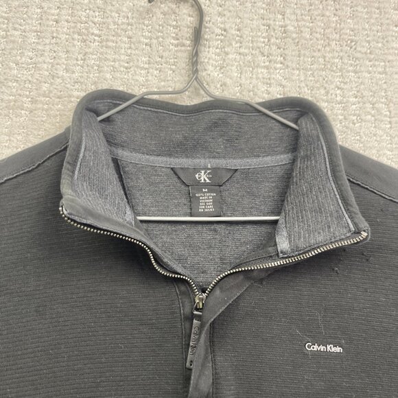 Calvin Klein Men’s Sz M Black Half Zip Lightweight Stretch Sweater Pullover Read - Picture 9 of 16